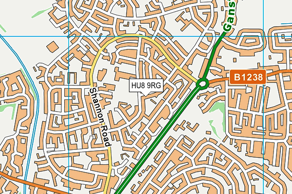 HU8 9RG map - OS VectorMap District (Ordnance Survey)