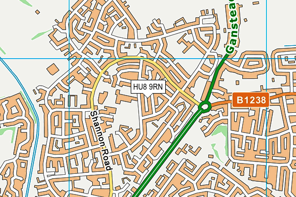 HU8 9RN map - OS VectorMap District (Ordnance Survey)