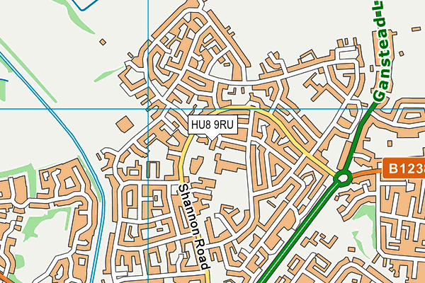 HU8 9RU map - OS VectorMap District (Ordnance Survey)