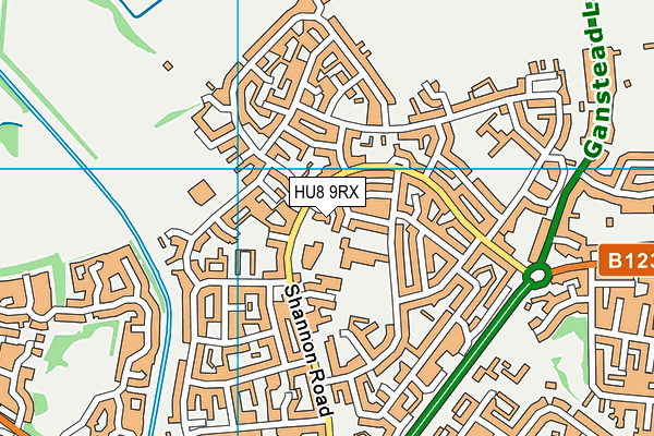 HU8 9RX map - OS VectorMap District (Ordnance Survey)