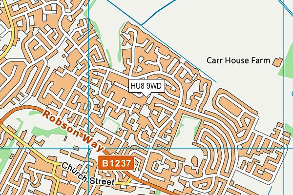 HU8 9WD map - OS VectorMap District (Ordnance Survey)