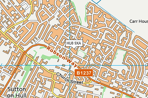 HU8 9XA map - OS VectorMap District (Ordnance Survey)