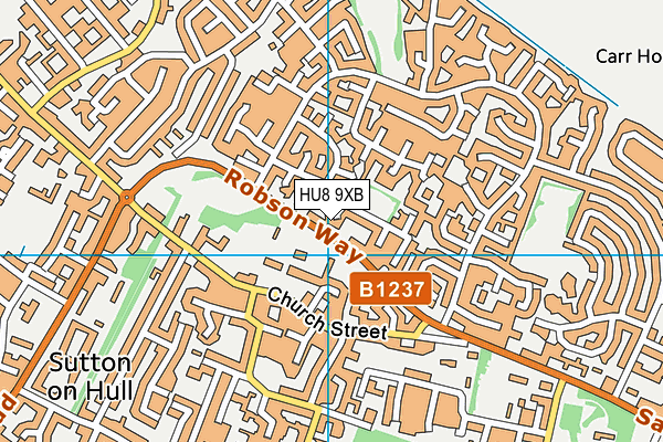 HU8 9XB map - OS VectorMap District (Ordnance Survey)