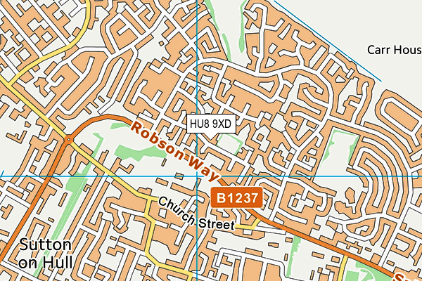 HU8 9XD map - OS VectorMap District (Ordnance Survey)