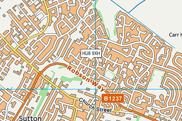 HU8 9XH map - OS VectorMap District (Ordnance Survey)