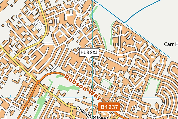 HU8 9XJ map - OS VectorMap District (Ordnance Survey)