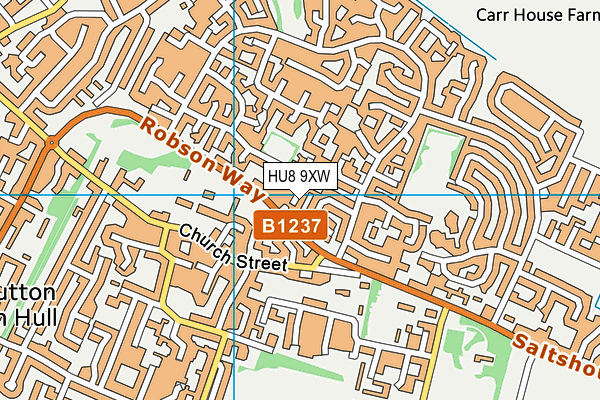 HU8 9XW map - OS VectorMap District (Ordnance Survey)