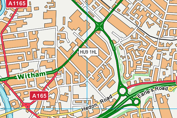 HU9 1HL map - OS VectorMap District (Ordnance Survey)