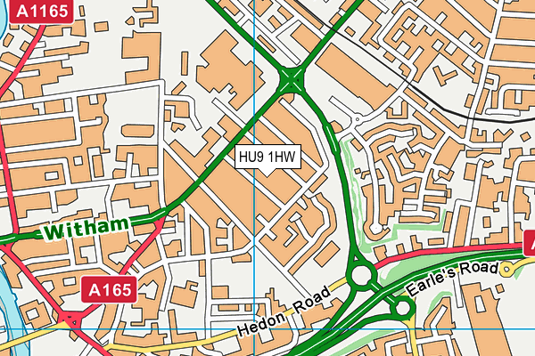 HU9 1HW map - OS VectorMap District (Ordnance Survey)