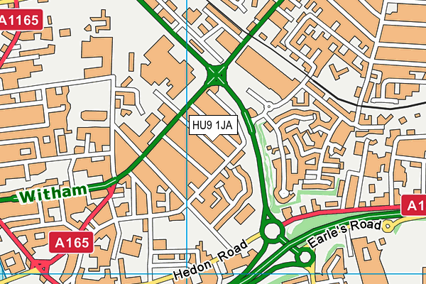 HU9 1JA map - OS VectorMap District (Ordnance Survey)