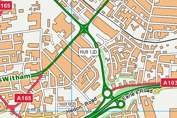 HU9 1JD map - OS VectorMap District (Ordnance Survey)