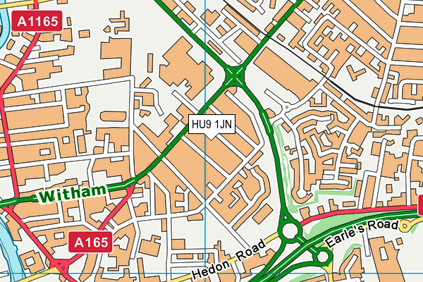 HU9 1JN map - OS VectorMap District (Ordnance Survey)