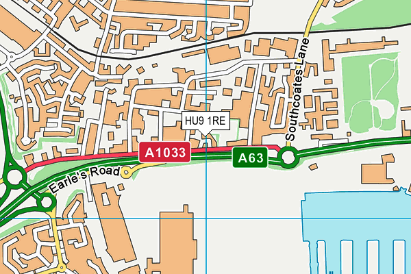 HU9 1RE map - OS VectorMap District (Ordnance Survey)