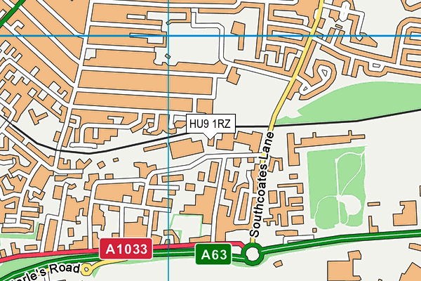 HU9 1RZ map - OS VectorMap District (Ordnance Survey)