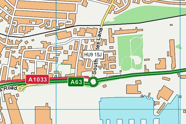 HU9 1SJ map - OS VectorMap District (Ordnance Survey)