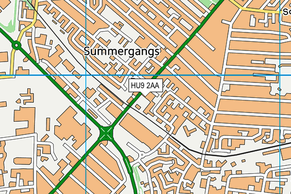 HU9 2AA map - OS VectorMap District (Ordnance Survey)