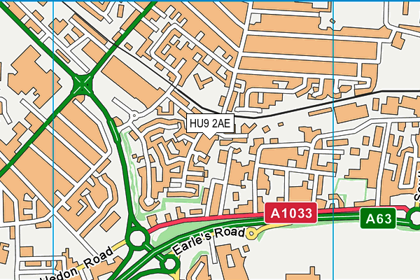 HU9 2AE map - OS VectorMap District (Ordnance Survey)