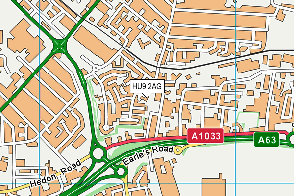 HU9 2AG map - OS VectorMap District (Ordnance Survey)