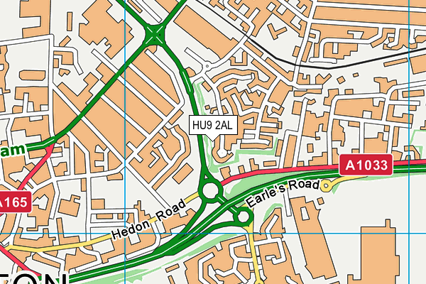 HU9 2AL map - OS VectorMap District (Ordnance Survey)