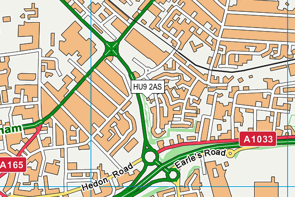 HU9 2AS map - OS VectorMap District (Ordnance Survey)