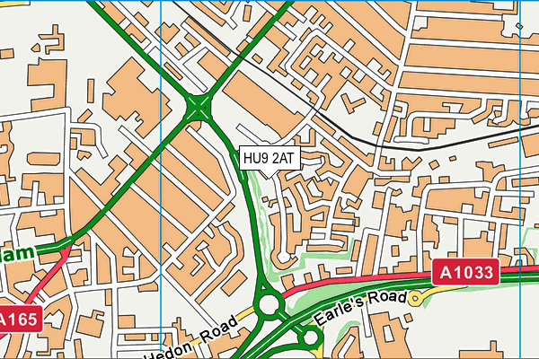 HU9 2AT map - OS VectorMap District (Ordnance Survey)