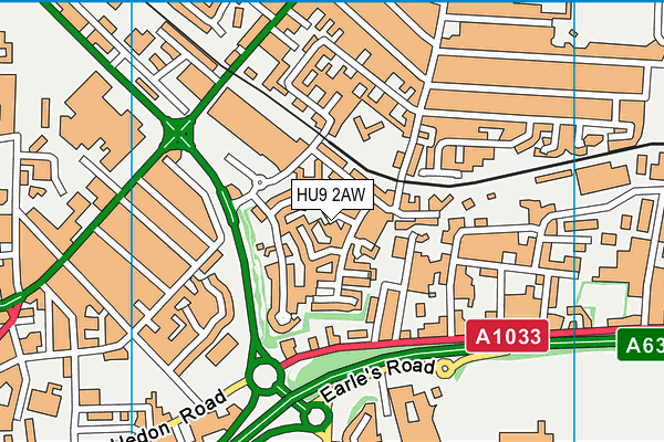 HU9 2AW map - OS VectorMap District (Ordnance Survey)