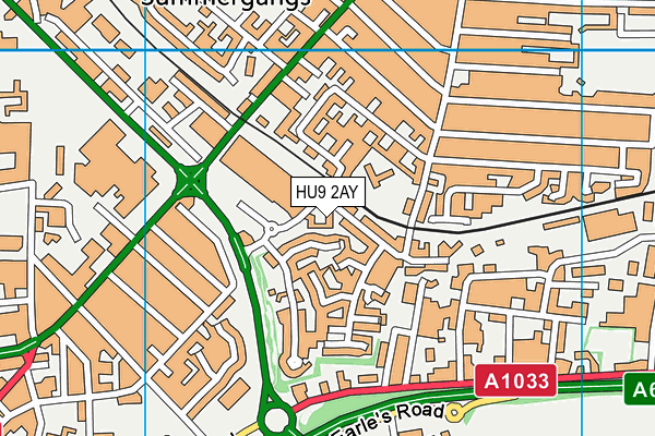 HU9 2AY map - OS VectorMap District (Ordnance Survey)
