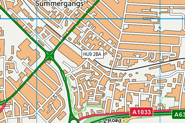 HU9 2BA map - OS VectorMap District (Ordnance Survey)