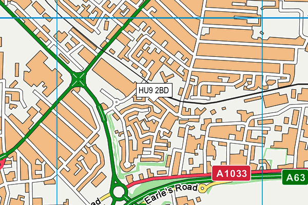 HU9 2BD map - OS VectorMap District (Ordnance Survey)