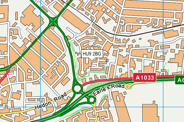 HU9 2BG map - OS VectorMap District (Ordnance Survey)