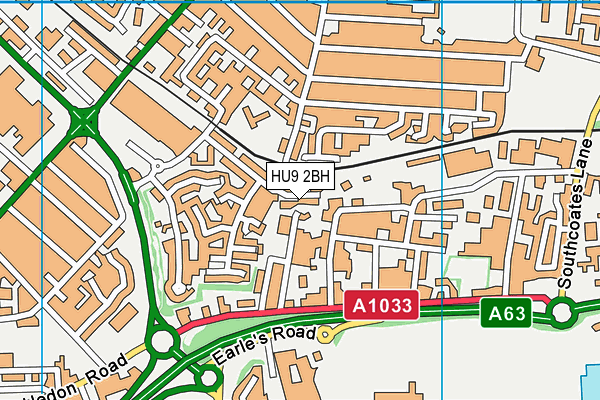 HU9 2BH map - OS VectorMap District (Ordnance Survey)