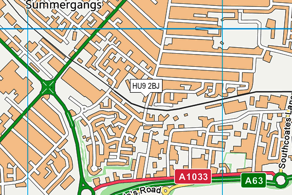 HU9 2BJ map - OS VectorMap District (Ordnance Survey)