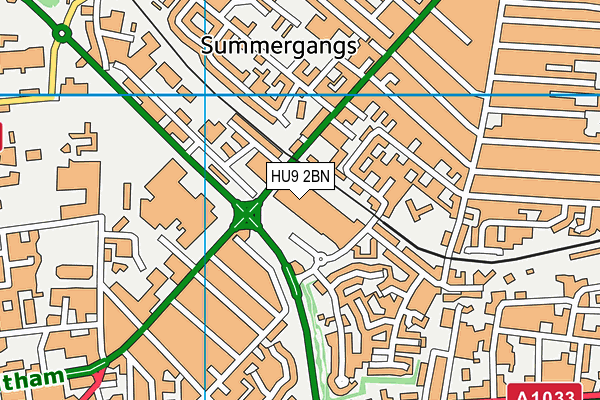 HU9 2BN map - OS VectorMap District (Ordnance Survey)