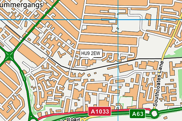 HU9 2EW map - OS VectorMap District (Ordnance Survey)