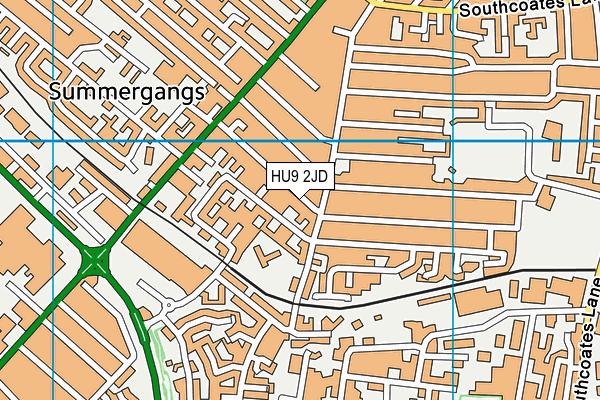 HU9 2JD map - OS VectorMap District (Ordnance Survey)