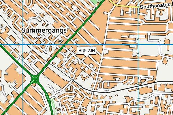 HU9 2JH map - OS VectorMap District (Ordnance Survey)