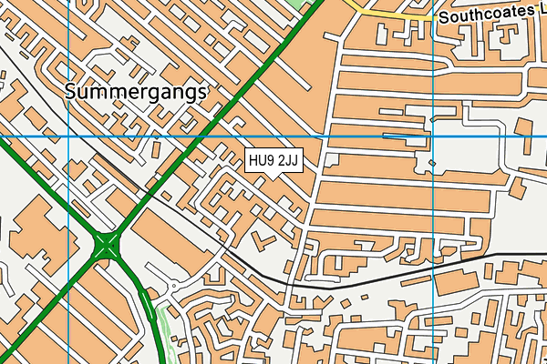 HU9 2JJ map - OS VectorMap District (Ordnance Survey)