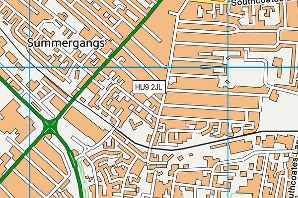 HU9 2JL map - OS VectorMap District (Ordnance Survey)