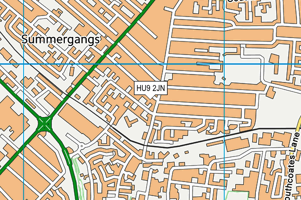 HU9 2JN map - OS VectorMap District (Ordnance Survey)