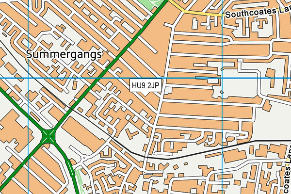 HU9 2JP map - OS VectorMap District (Ordnance Survey)