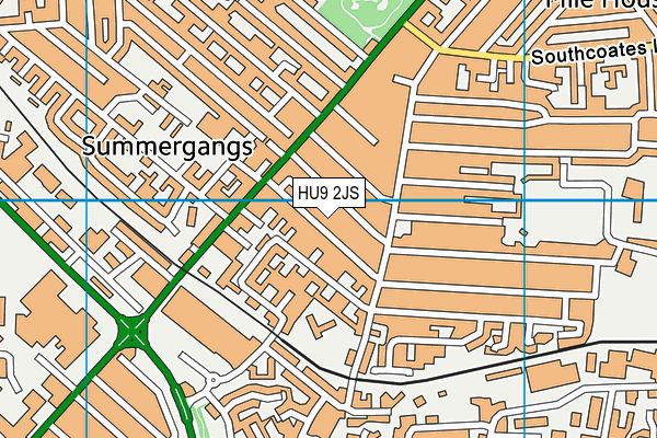 HU9 2JS map - OS VectorMap District (Ordnance Survey)