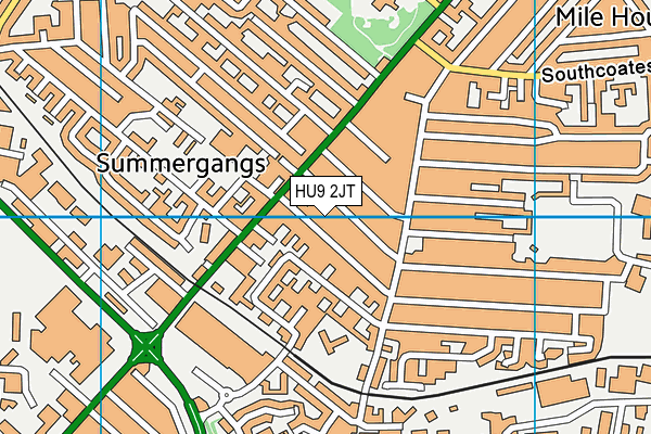 HU9 2JT map - OS VectorMap District (Ordnance Survey)