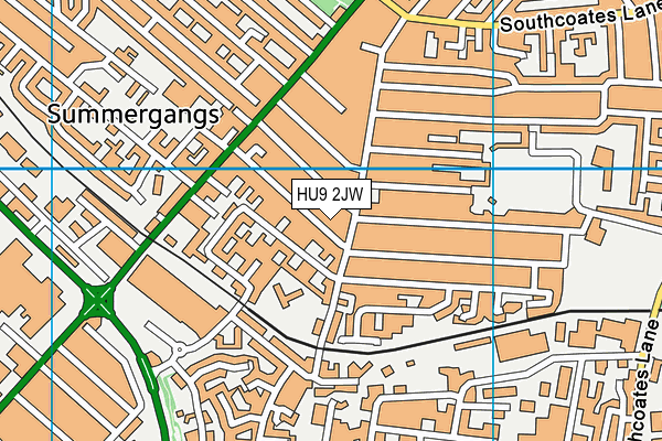 HU9 2JW map - OS VectorMap District (Ordnance Survey)