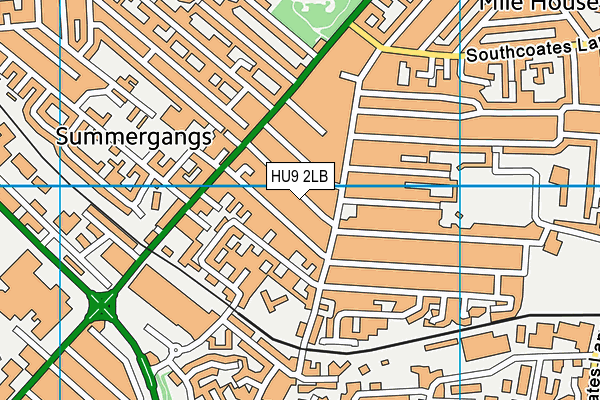 HU9 2LB map - OS VectorMap District (Ordnance Survey)