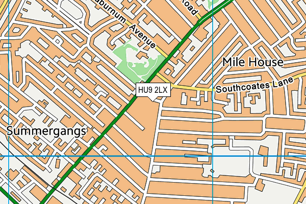 HU9 2LX map - OS VectorMap District (Ordnance Survey)