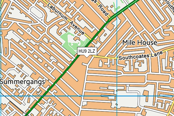 HU9 2LZ map - OS VectorMap District (Ordnance Survey)