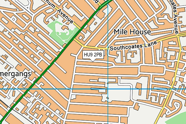 HU9 2PB map - OS VectorMap District (Ordnance Survey)
