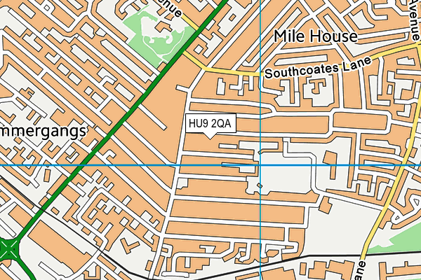 HU9 2QA map - OS VectorMap District (Ordnance Survey)