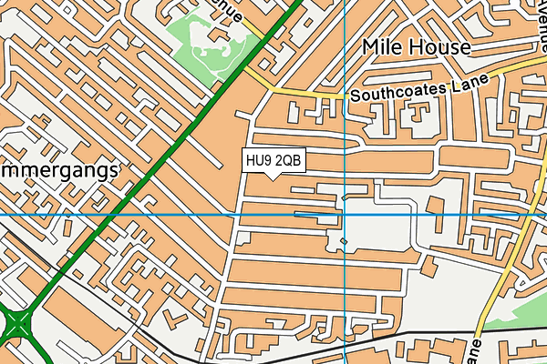 HU9 2QB map - OS VectorMap District (Ordnance Survey)