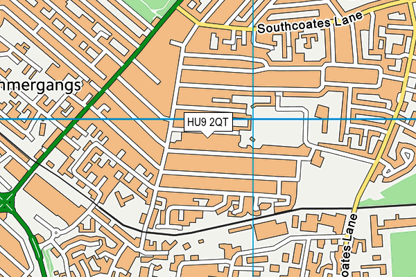 HU9 2QT map - OS VectorMap District (Ordnance Survey)